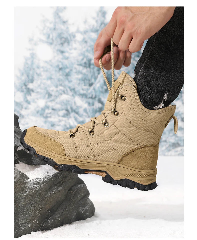 Winter Velvet Hiking Boots Men Warm Fur High Top Trekking Boots Man Outdoor Waterproof Men's Climbing Shoes zapatillas de hombre