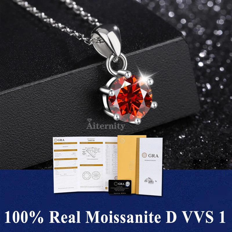 Silver 925 4 prong Moissanite Pendant Necklace For Women Trendy Design D Color VVS Pass Diamond Test Jewelry with box GRA