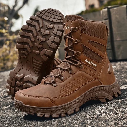 High Quality Fashion Brown Men's Hiking Boots Plus Size 46 Outdoor Tactical Boots Men Non-slip Trekking Boots for Men 2026