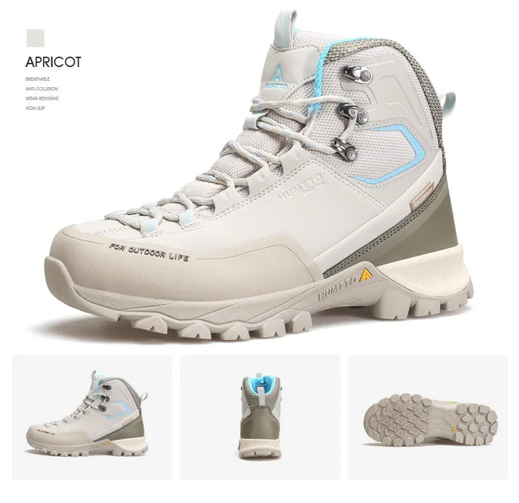 HUMTTO Waterproof Womens Hiking Shoes Luxury Designer Boots for Women Outdoor Climbing Trekking Sneakers New Leather Ankle Boots