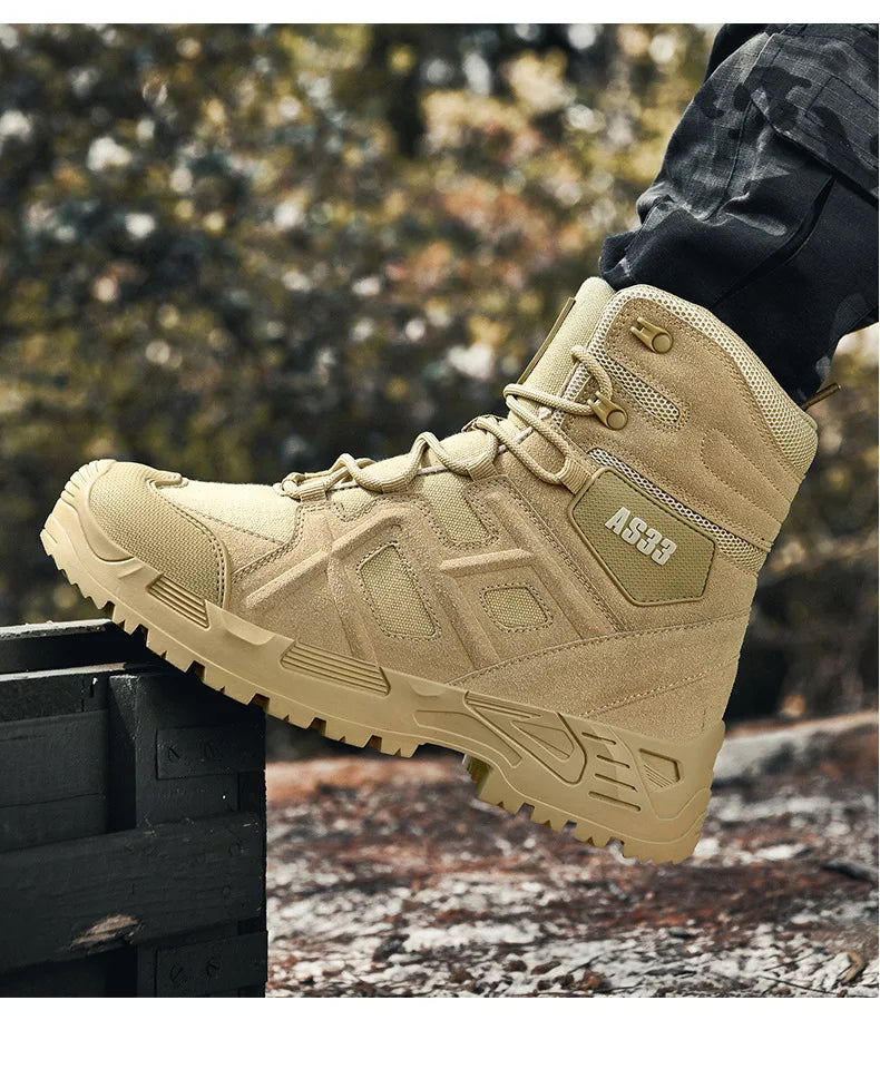 CHRLCK Men's Hiking Shoes Waterproof Non-slip Trekking Boots Outdoor Sport Wear-resistant Mountaineering Tactical Shoes
