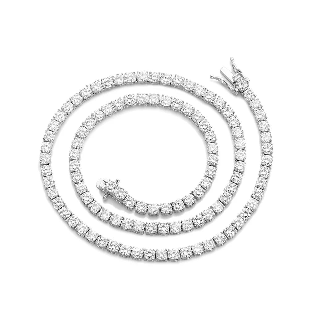 Nice Certified Moissanite Tennis Necklace 3/4/5/6mm Solid 925 Sterling Silver Diamond Tennis Necklaces for Women Man