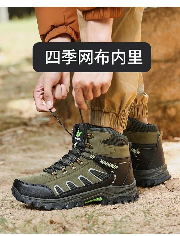 Large 49 Outdoor Ankle Boots Men Non Slip Fashion Lace Up Climbing Leather Winter Hiking Footwear High Top Leisure Hiking Shoes