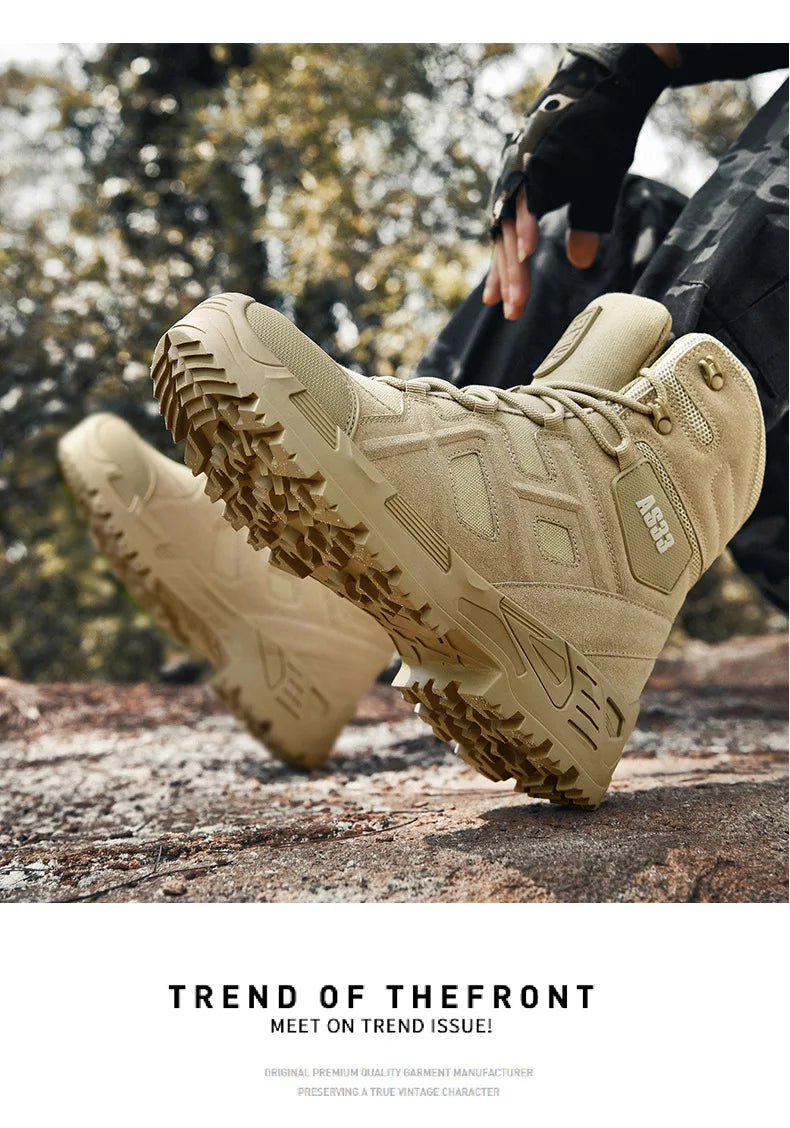 CHRLCK Men's Hiking Shoes Waterproof Non-slip Trekking Boots Outdoor Sport Wear-resistant Mountaineering Tactical Shoes