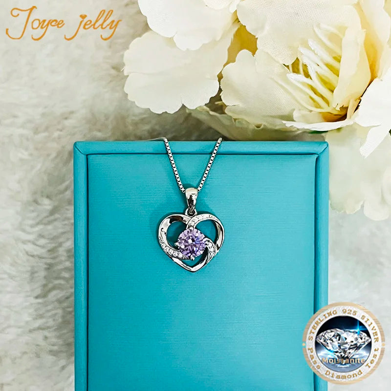 JoyceJelly 1CT Pass Tested Moissanite Heart Necklace for Women S925 Silver Gold Silver Color Diamond Pendant Birthday Party Gift