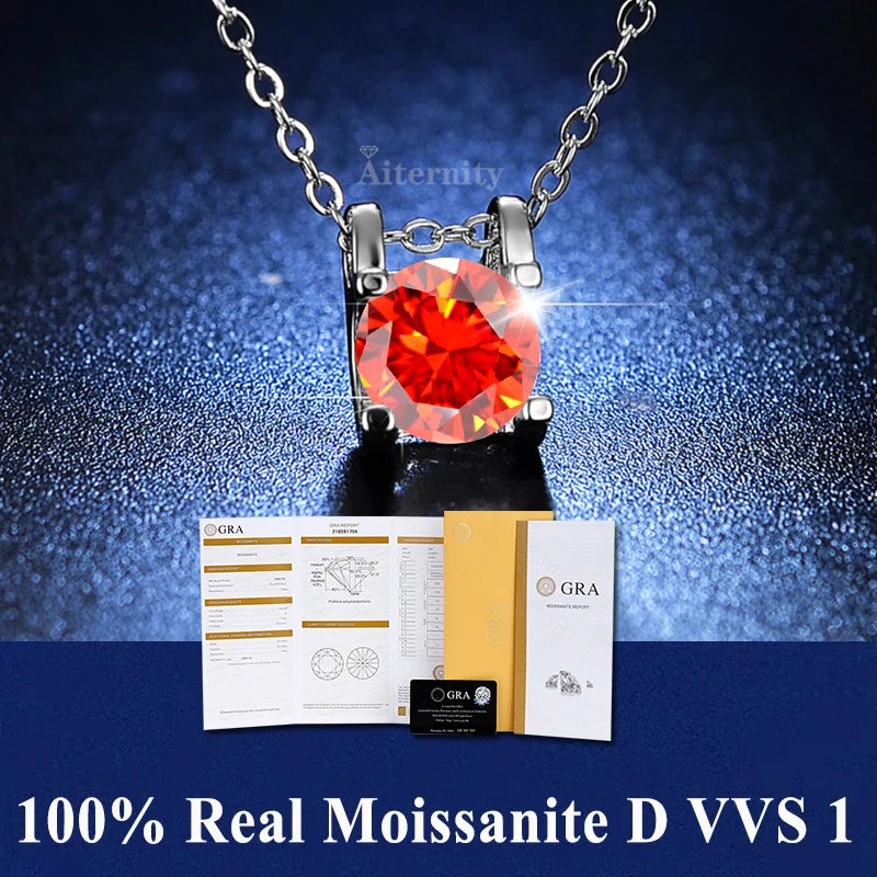 Silver 925 4 prong Moissanite Pendant Necklace For Women Trendy Design D Color VVS Pass Diamond Test Jewelry with box GRA