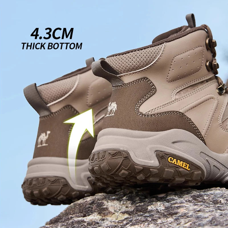 GOLDEN CAMEL Men's Hiking Shoes Anti-slip Waterproof High-Top Trekking Boots for Men Thick Sole Height Increasing Climbing Shoes