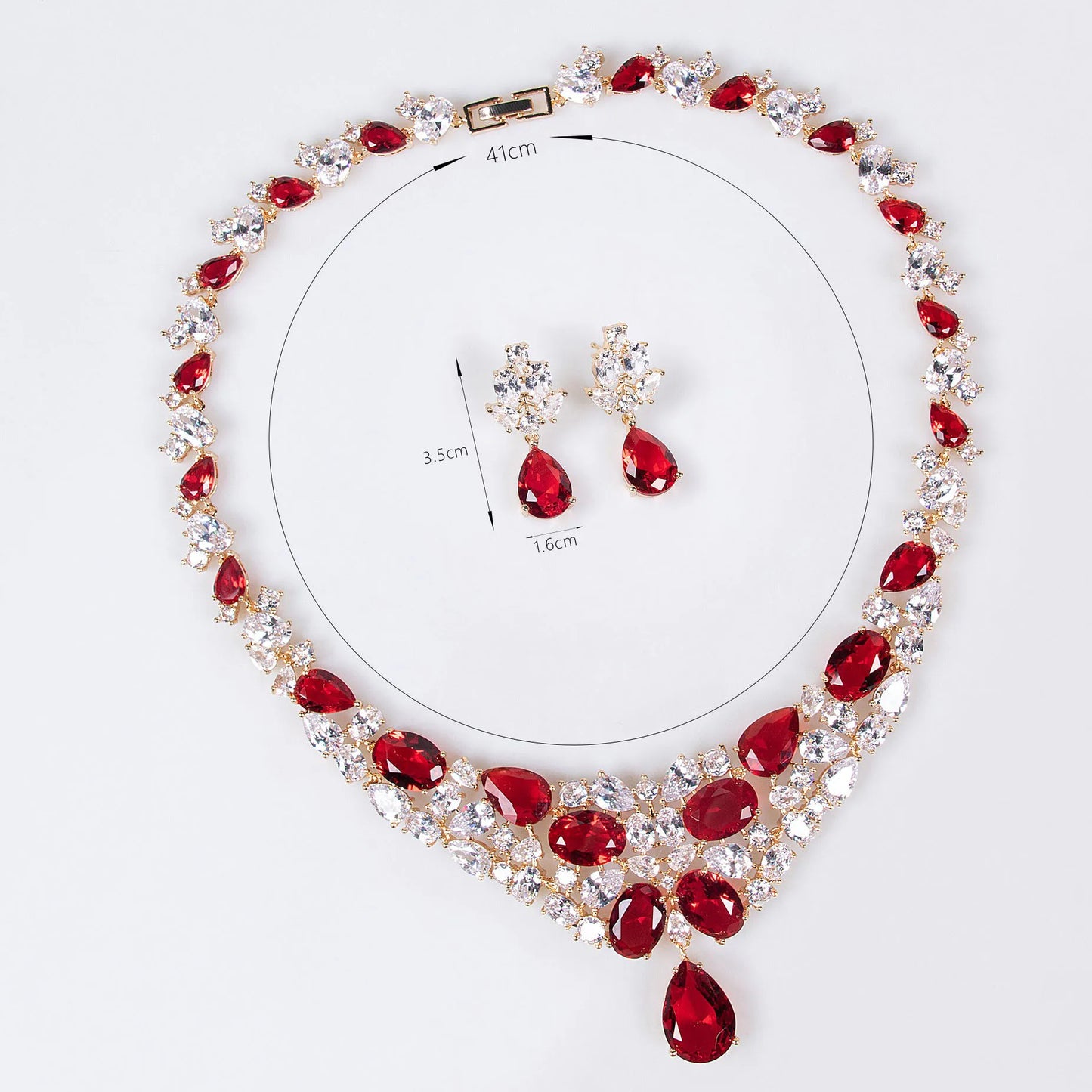 Luxury Temperament Charm Drops Zirconia Jewellery Ladies Necklace Earrings Accessories Set Party Prom Wedding Dress M-340