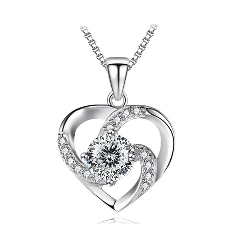 JoyceJelly 1CT Pass Tested Moissanite Heart Necklace for Women S925 Silver Gold Silver Color Diamond Pendant Birthday Party Gift