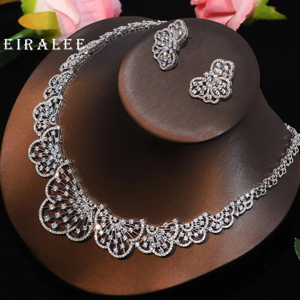 EIRALEE Luxury Crystal Jewelry Set Cubic Zirconia for Women Wedding Engagement Party Accessory Suitable for Dudai Africa Middle