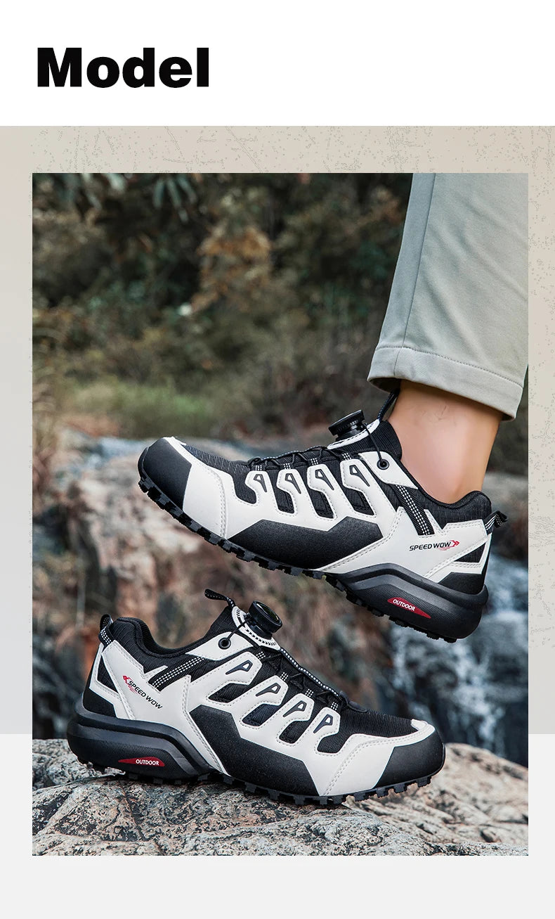 HIKEUP Men's Hiking Shoes Suede Leather Outdoor Shoes Wear-resistant Men Trekking Walking Hunting Tactical Sneakers
