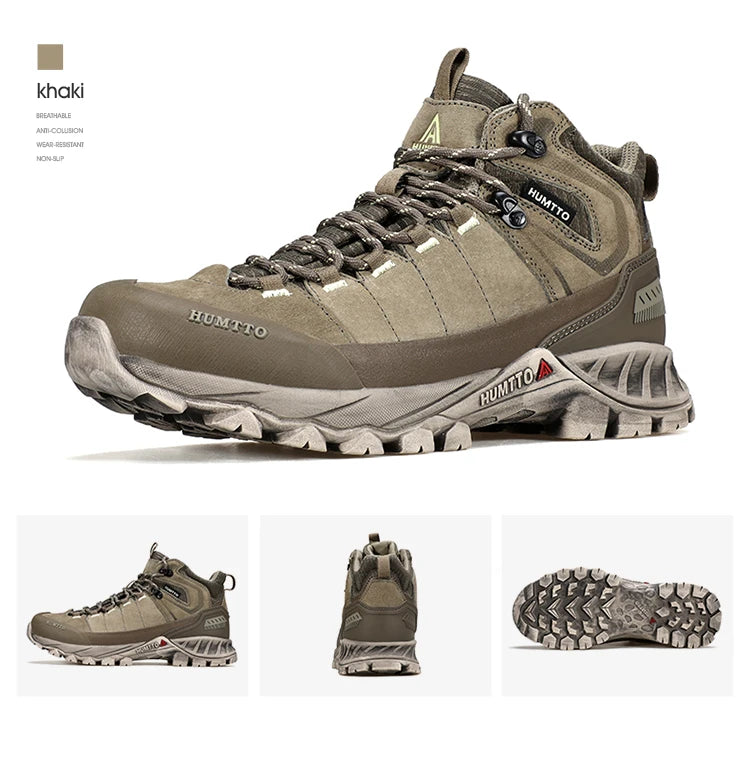 HUMTTO Hiking Shoes Men Trainers Outdoor Trekking Boots Mens Breathable Winter Men's Sports Shoes Leather Safety Work Sneakers
