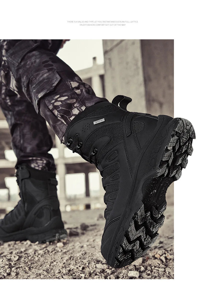 CHRLCK Men's Hiking Shoes Anti-slip Wear-resistant Tactical Boots Waterproof Military Trekking Boots Men Outdoor Travel Shoes