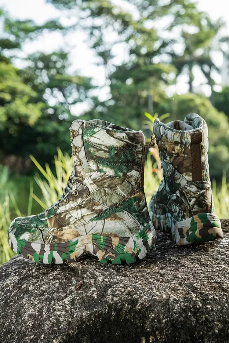 New Trendy Camouflage Hiking Boots for Men Platform Waterproof Trekking Boots Big Size 47 Non-slip Outdoor Boots Men