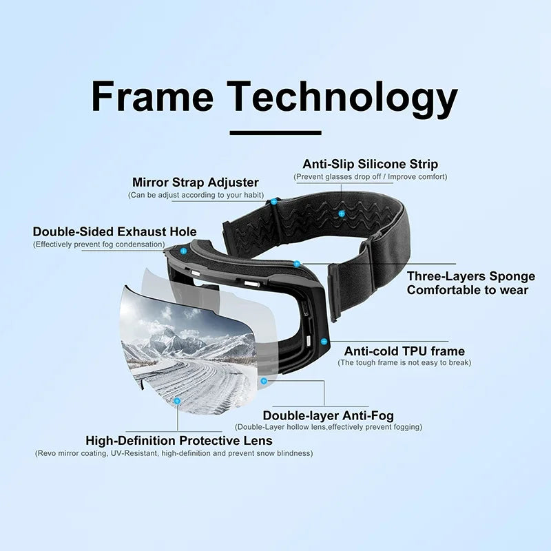 Ski Goggles Winter Professional Magnetic Double Layer Anti-Fog UV400 Anti-UV Snowboard Goggles Interchangeable Lens Ski Mask