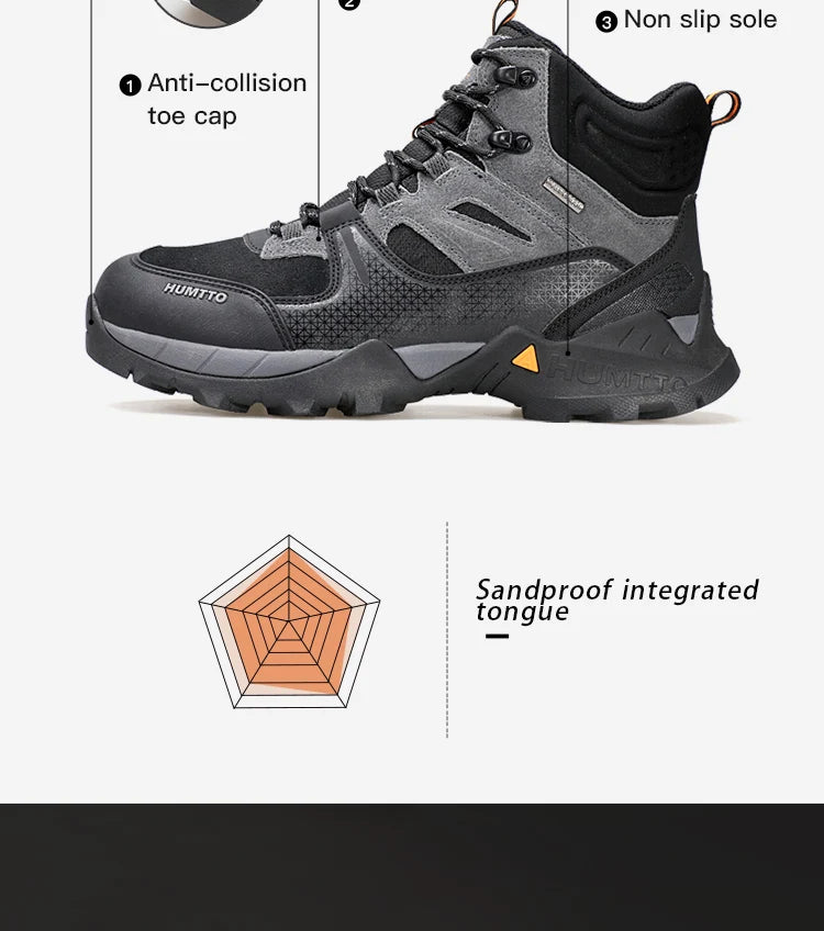 HUMTTO Waterproof Womens Hiking Shoes Luxury Designer Boots for Women Outdoor Climbing Trekking Sneakers New Leather Ankle Boots