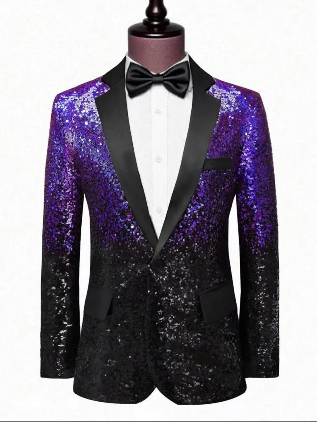 New men's Slim fashion big size sequins gradient color suit single-button jacket multi-color optional S-XXL size