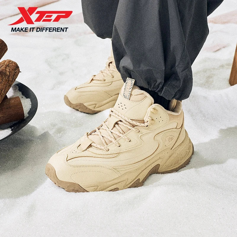 Xtep Male's Cotton Shoes 2025 Winter New Arrival Cushioning Warm Wear-Resistant Soft Lightweight Jogging Sneakers 875419370009