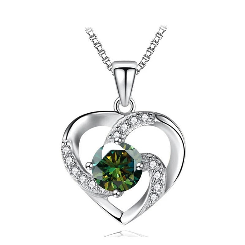 JoyceJelly 1CT Pass Tested Moissanite Heart Necklace for Women S925 Silver Gold Silver Color Diamond Pendant Birthday Party Gift