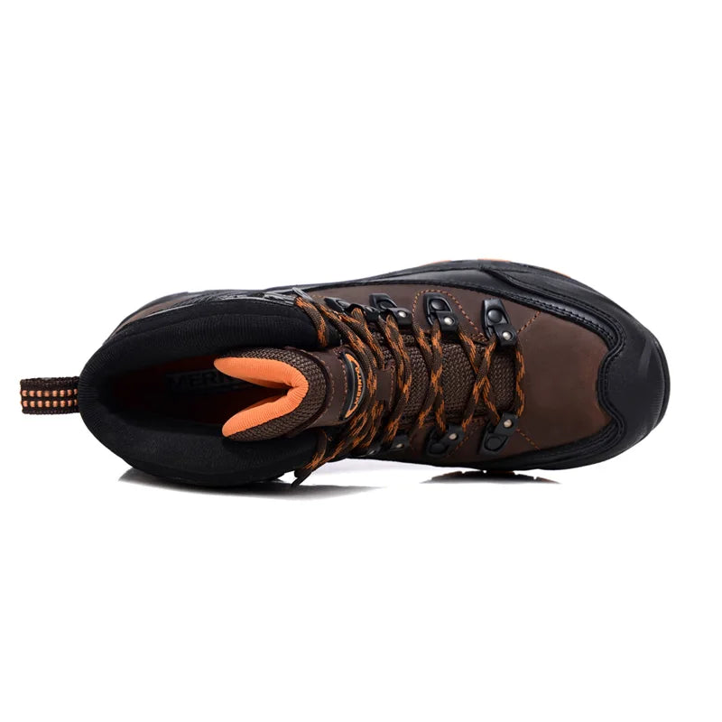 MERRTO cowhide Hiking shoes Men trekking boot mountian waterproof hunting Boots Male Sneakers Tactical Desert Combat Ankle Boots