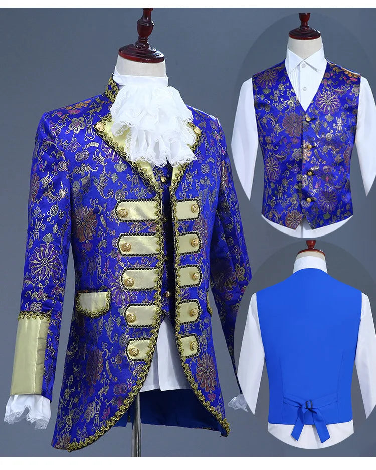 Palace Performance Dress Men Luxurious Jacquard Suits 2025 New Fashion Singer Pianist Stage Blazer Jacket and Pants with Vest