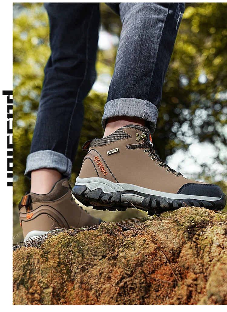 Men Winter Snow Boots Waterproof Leather Sneakers Super Warm Men's Boots Outdoor Male Hiking Boots Work Shoes Zapatillas Hombre