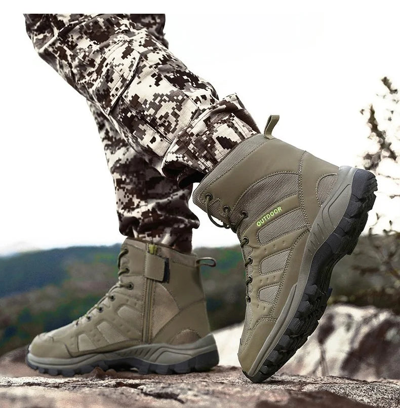 High-Top Men Hiking Boot Winter Outdoor Shoes Lace-Up Non-slip Sports Casual Trekking Boots Man Suede Warm Shoes Men Winter