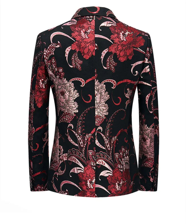 New Men Fashion Trend Wedding Party Jacquard Suit Jacket Single-breasted Slim Blazer Singer Host Stage Performance Dress Coats