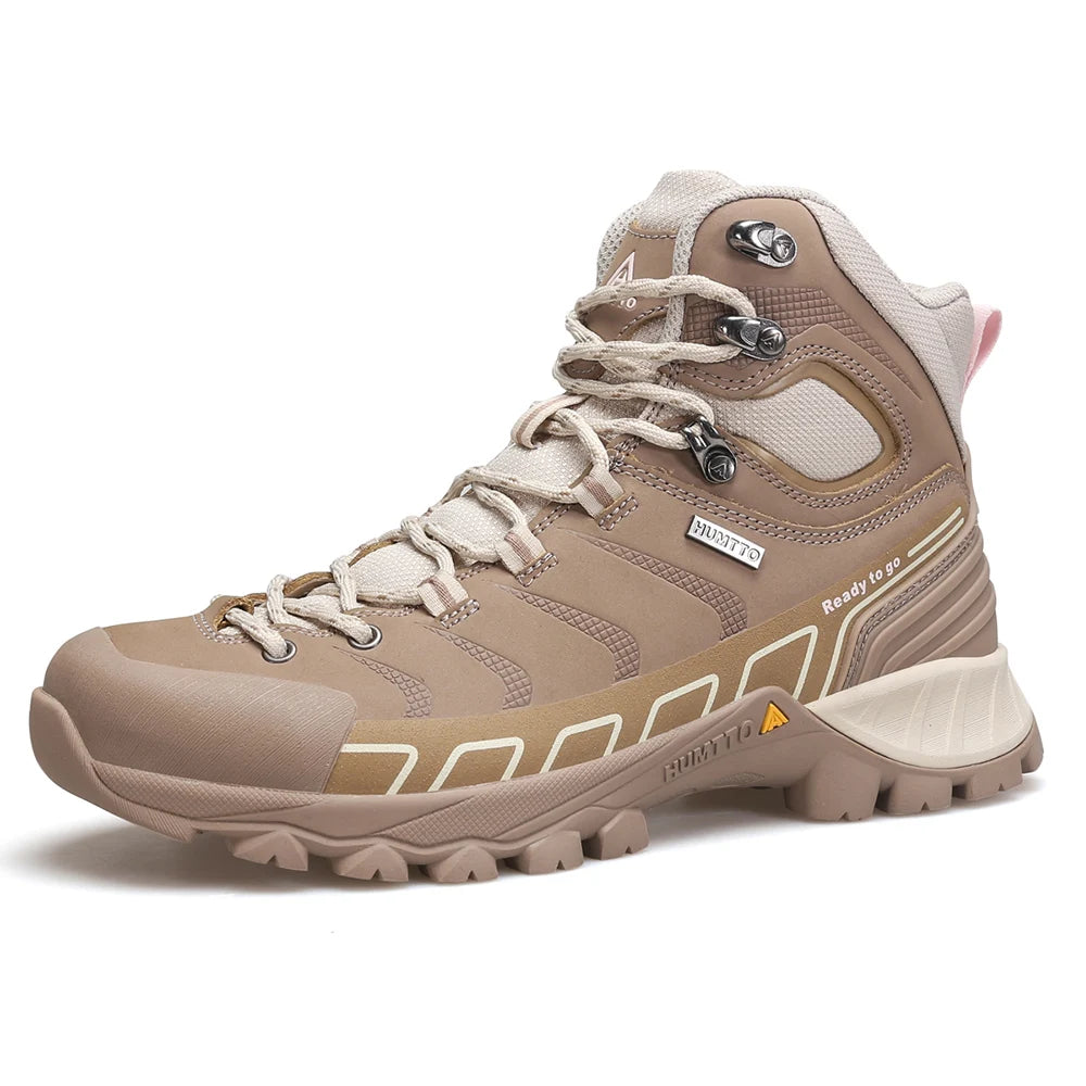 HUMTTO Waterproof Womens Hiking Shoes Luxury Designer Boots for Women Outdoor Climbing Trekking Sneakers New Leather Ankle Boots