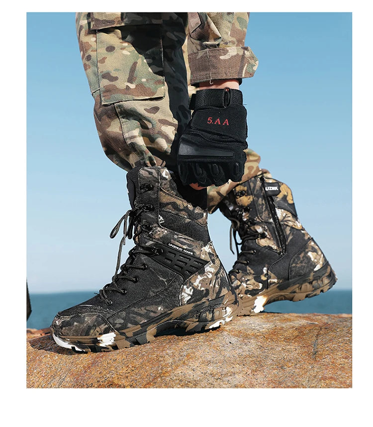 High Quality Men's Outdoor Boots Camouflage Hunting Man Trekking Boot Anti-slip Waterproof Boots Men botas senderismo hombre