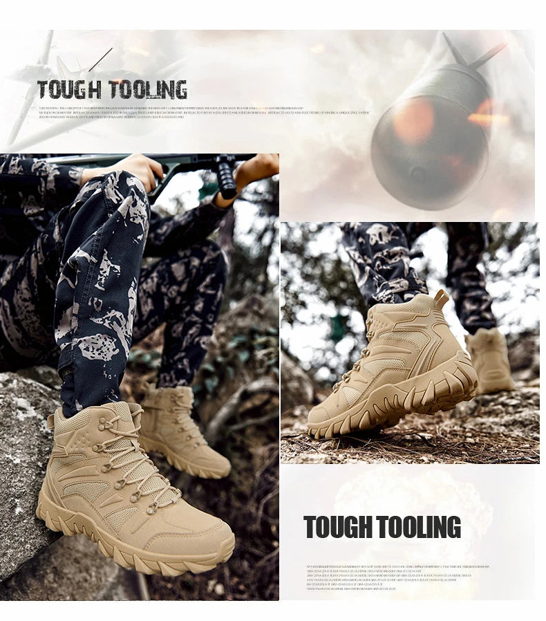 CHRLCK Tactical Boots Outdoor Sports Men's Trekking Boots Waterproof Hiking Shoes Shock Absorbing Anti-slip Sneakers Male
