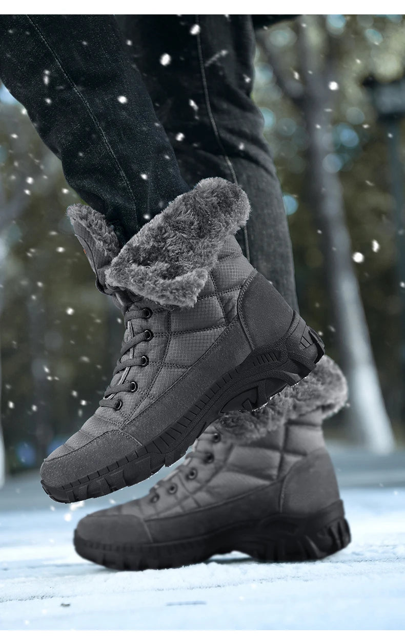 Men Shoes Snow Boots Men  Plus Velvet Warm Trend  High Top Winter 2023 New Outdoor Mountaineering Padded Mens Hiking Boots