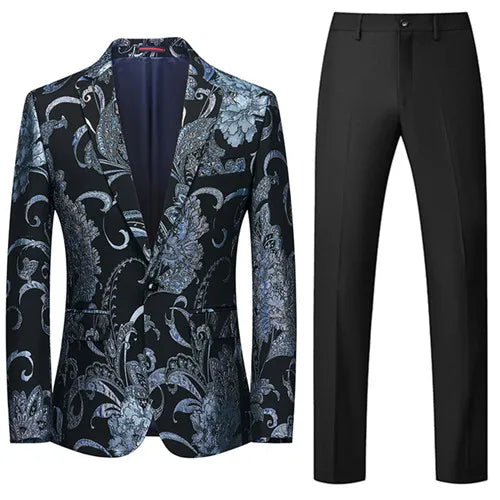 Fashion Brand Men Business Tuxedo Suit 2 Piece Mens Wedding Prom Party Luxury Dress Jacquard Blazer and Pants