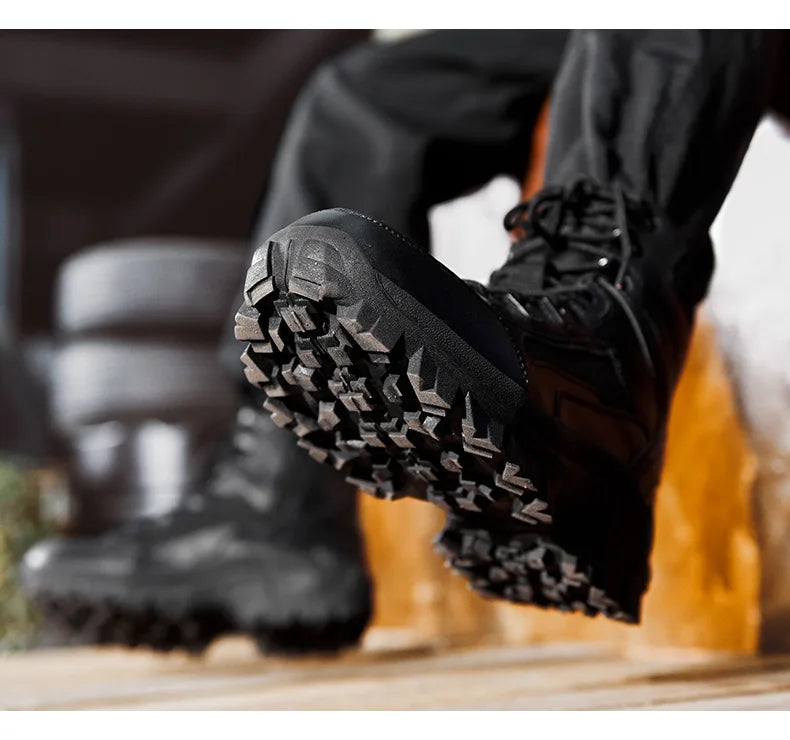 CHRLCK Men Non-Slip Hiking Shoes Combat Boots Wear-resistant Hiking Shoes Waterproof Mountaineering Trekking Boots Outdoor Sport