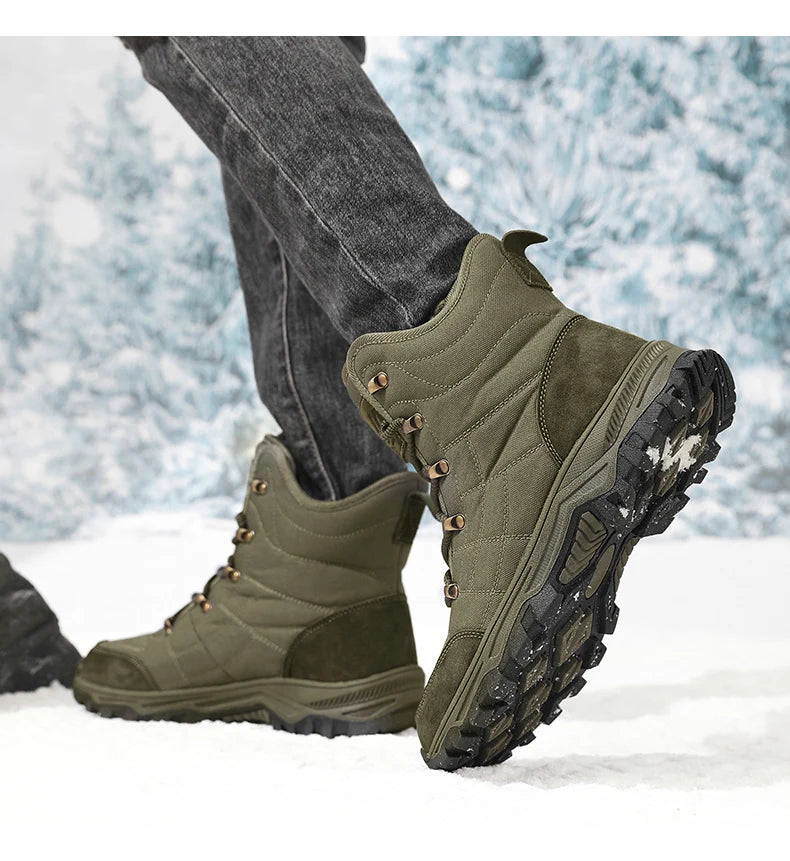 Winter Velvet Hiking Boots Men Warm Fur High Top Trekking Boots Man Outdoor Waterproof Men's Climbing Shoes zapatillas de hombre