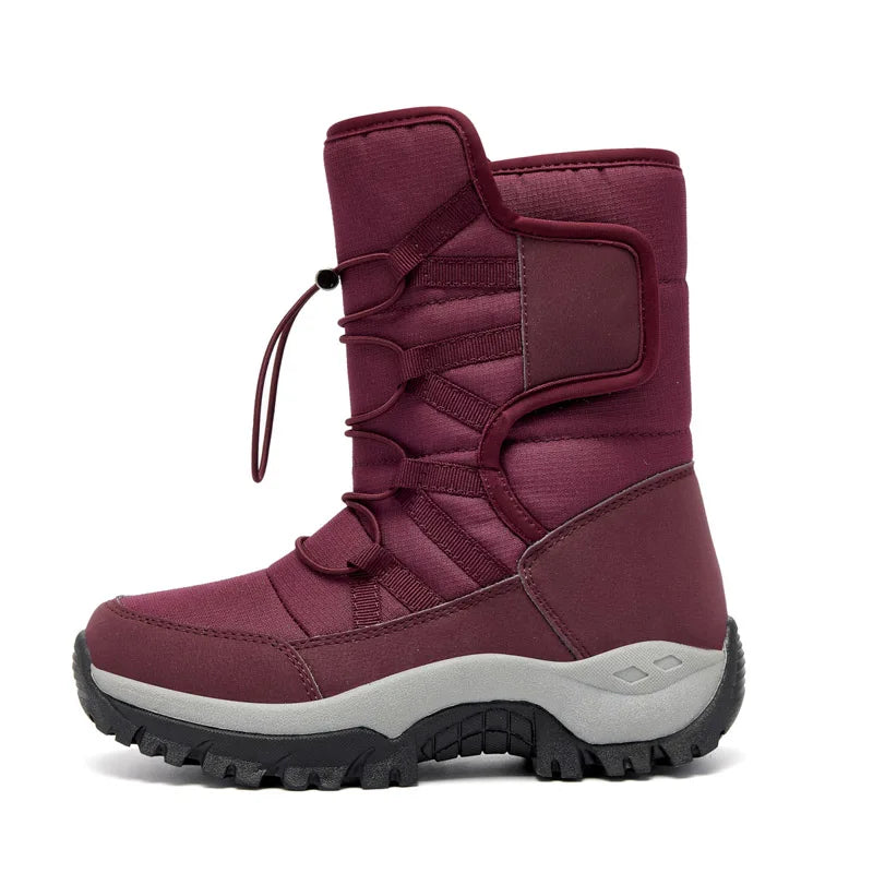 Women's Anti-Slip High-Top Trekking Boots Plush Warm Snow Shoes for Outdoor Hiking Mountain Climbing Winter Outdoor Activities