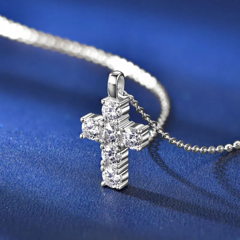 Ehhai GRA Certified 3.5mm Round Moissanite Cross Pendant Necklace for Women Real S925 Sterling Silver Wedding Fine Jewelry Gifts