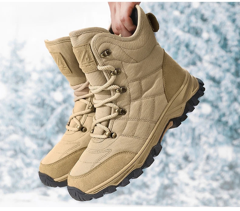Winter Velvet Hiking Boots Men Warm Fur High Top Trekking Boots Man Outdoor Waterproof Men's Climbing Shoes zapatillas de hombre
