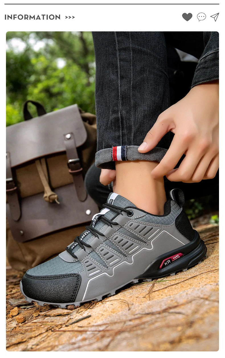 Men‘s Hiking Shoes Waterproof Outdoor Trainers Lace-up Climbing Trekking Sneakers Mountain Hunting Tactical Boots Cycle Shoes