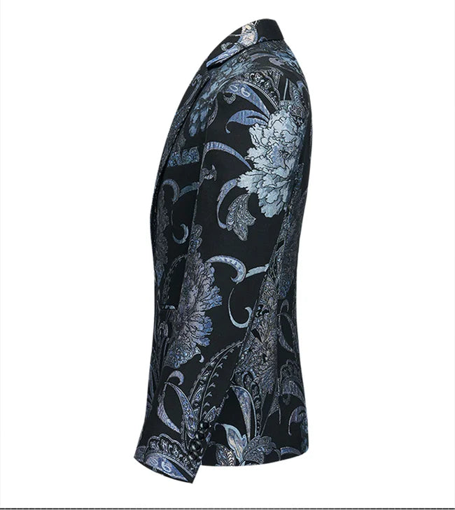 New Men Fashion Trend Wedding Party Jacquard Suit Jacket Single-breasted Slim Blazer Singer Host Stage Performance Dress Coats