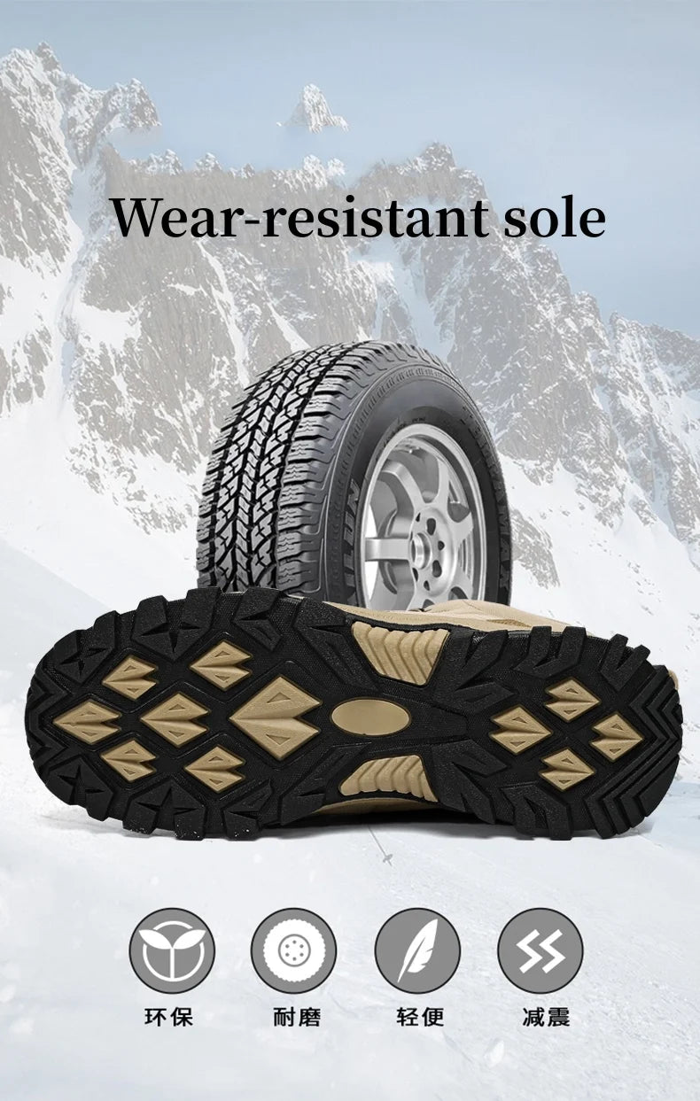 Winter Velvet Hiking Boots Men Warm Fur High Top Trekking Boots Man Outdoor Waterproof Men's Climbing Shoes zapatillas de hombre