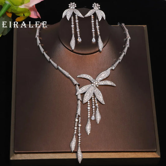 EIRALEE Wedding Party Zircon Flower Necklace Set Bridal Jewelry Women conjunto collar y pendientes conjuntos femininos elegantes