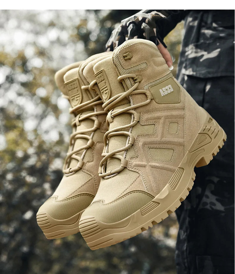 CHRLCK Men's Hiking Shoes Waterproof Non-slip Trekking Boots Outdoor Sport Wear-resistant Mountaineering Tactical Shoes