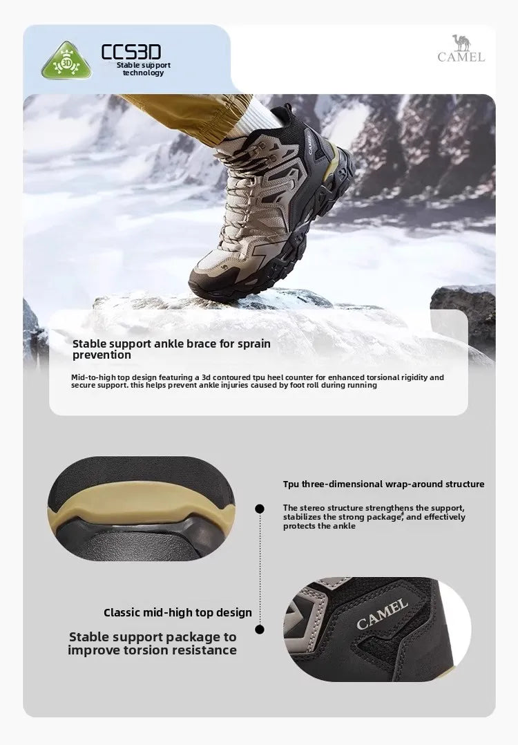 Golden Camel Men's Outdoor Hiking Boots High-Top Lace-Up Non-slip Sports Casual Trekking Boot 2025 Winter Suede Warm Women Shoes