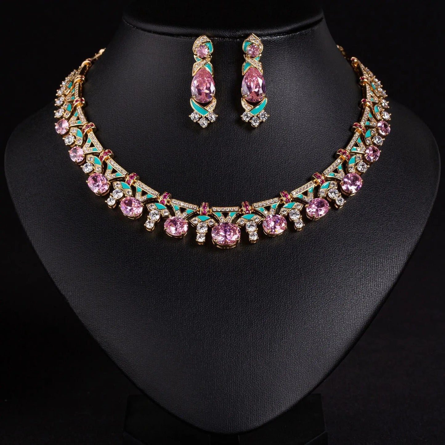 New Solid Jewellery Oil Painting Necklace Earrings Premium Multicolour 2 Pcs Wedding Party Travel Women's Holiday Gift M-648