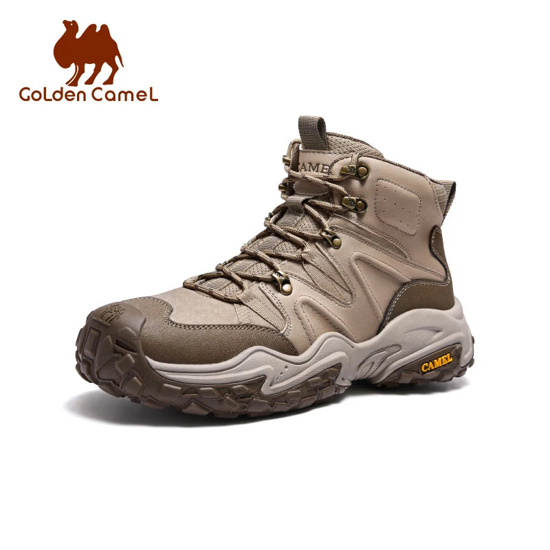 GOLDEN CAMEL Men's Hiking Shoes Anti-slip Waterproof High-Top Trekking Boots for Men Thick Sole Height Increasing Climbing Shoes