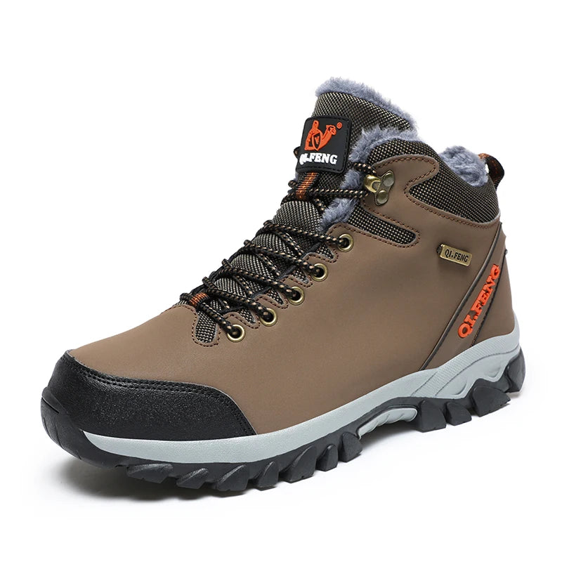 Men Winter Snow Boots Waterproof Leather Sneakers Super Warm Men's Boots Outdoor Male Hiking Boots Work Shoes Zapatillas Hombre