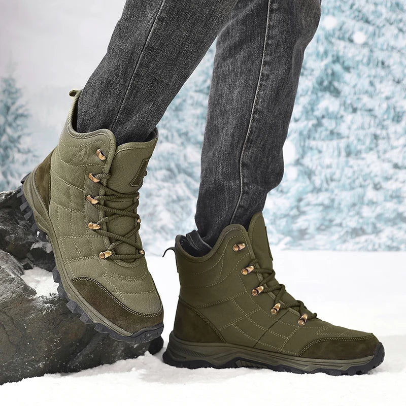 Winter Velvet Hiking Boots Men Warm Fur High Top Trekking Boots Man Outdoor Waterproof Men's Climbing Shoes zapatillas de hombre