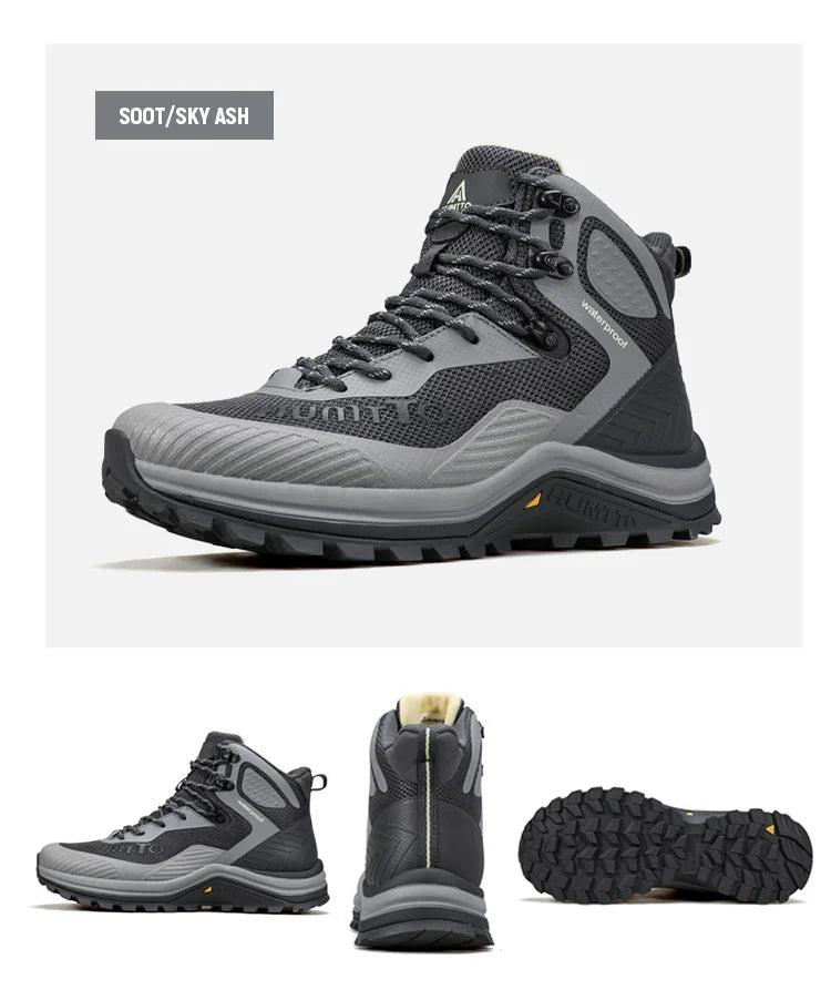 HUMTTO Hiking Shoes Men Trainers Outdoor Trekking Boots Mens Breathable Winter Men's Sports Shoes Leather Safety Work Sneakers
