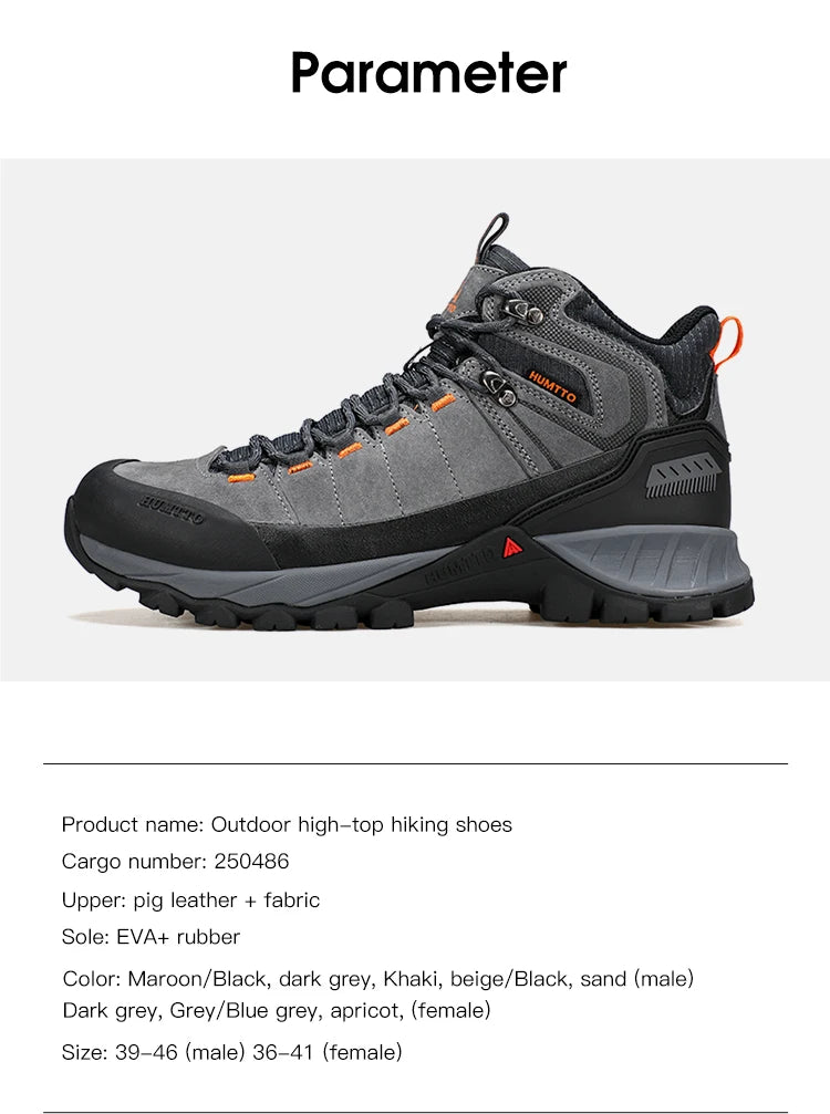 HUMTTO Hiking Shoes Men Trainers Outdoor Trekking Boots Mens Breathable Winter Men's Sports Shoes Leather Safety Work Sneakers